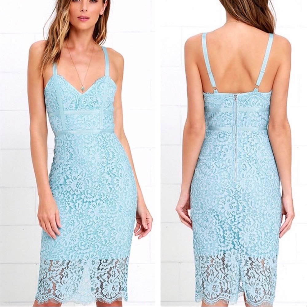 NWOT Lulu’s baby blue corset lace dress LRG